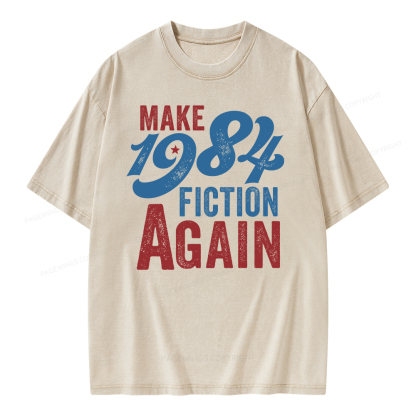 Pagewing Make 1984 Fiction Again Solid and Distressed Unisex Washed T-shirt
