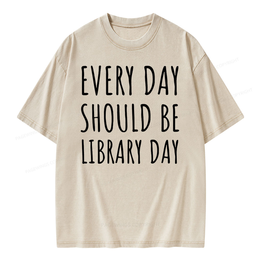 Pagewings Library Day Media Specialist Shirt Library Shirt Unisex Washed T-shirt