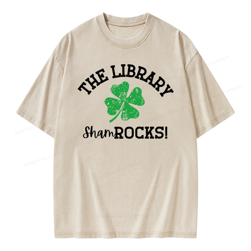 Pagewing Librarian Gift, Shamrock Shirt Unisex Washed T-shirt