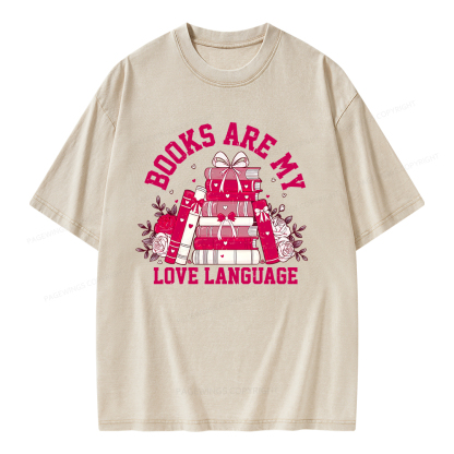 Pagewing Valentine Book Lover Design Gift for Valentine Unisex Washed T-shirt