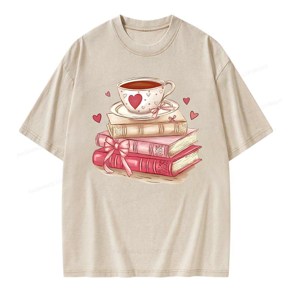 Pagewing Book Lover Valentine Sweatshirt Unisex Washed T-shirt