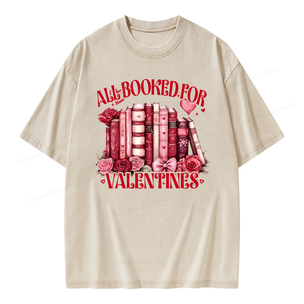 Pagewing Book Lover Shirt Design, Floral Valentine Unisex Washed T-shi