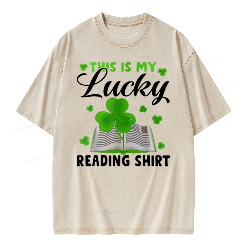 Pagewing Lucky Reading St Patricks Day Book Lover Unisex Washed T-shirt