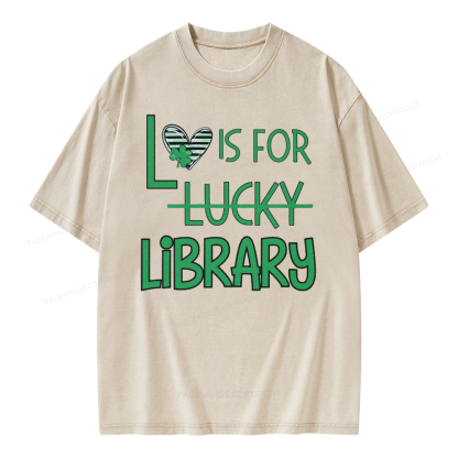 Pagewing St Patricks Day Librarian Tshirt Shirt Unisex Washed T-shirt