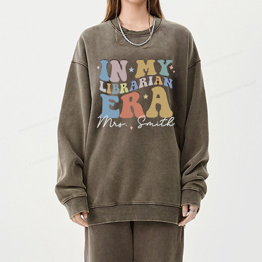 Pagewings Personalized In My Librarian Era Shirt Unisex Washed Sweatshirt