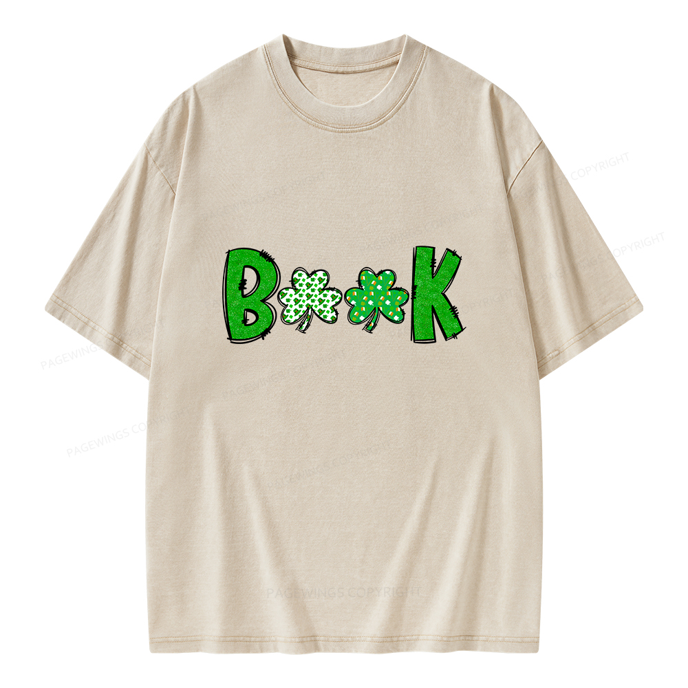 Shamrock Book St Patricks Day Unisex Washed T-shirt