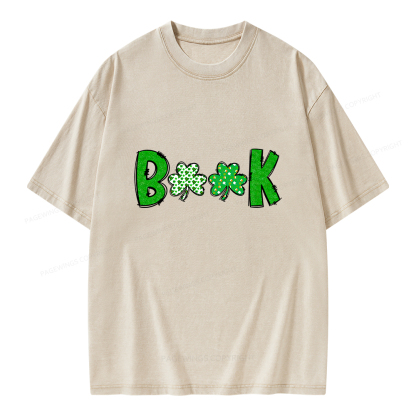 Shamrock Book St Patricks Day Unisex Washed T-shirt