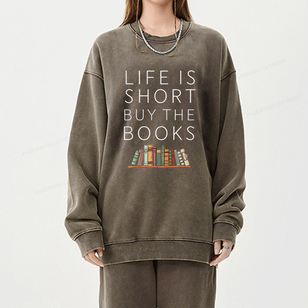 Pagewing Buy The Books Unisex Tee Unisex Washed Sweatshirt
