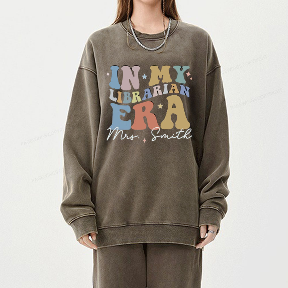 Pagewings Personalized In My Librarian Era Shirt Unisex Washed Sweatshirt