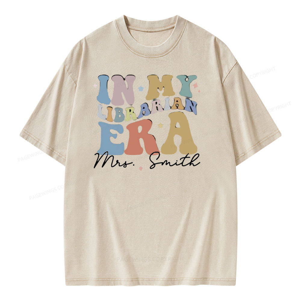 Pagewings Personalized In My Librarian Era Shirt Unisex Washed T-shirt