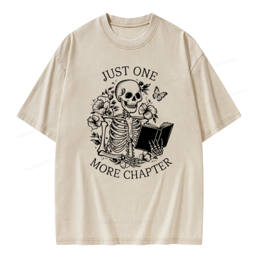 Pagewing One More Chapter Skeleton Unisex Tee Unisex Washed T-shirt