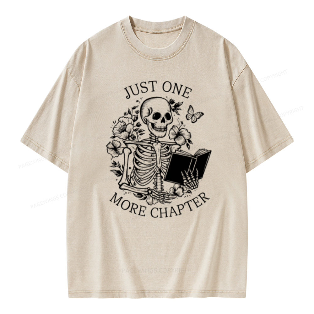 Pagewing One More Chapter Skeleton Unisex Tee Unisex Washed T-shirt