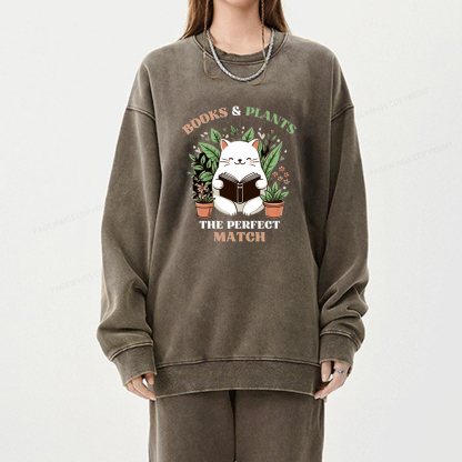 Pagewing Books And Plants - The Perfect Match T-Shirt Unisex Washed Sweatshirt