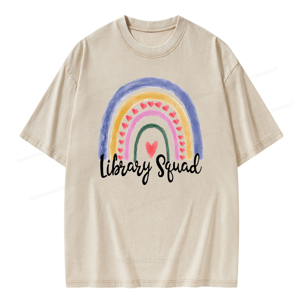 Pagewings Librarian Tee, Library Team Tee, Library Squad Shirt Unisex Washed T-shirt