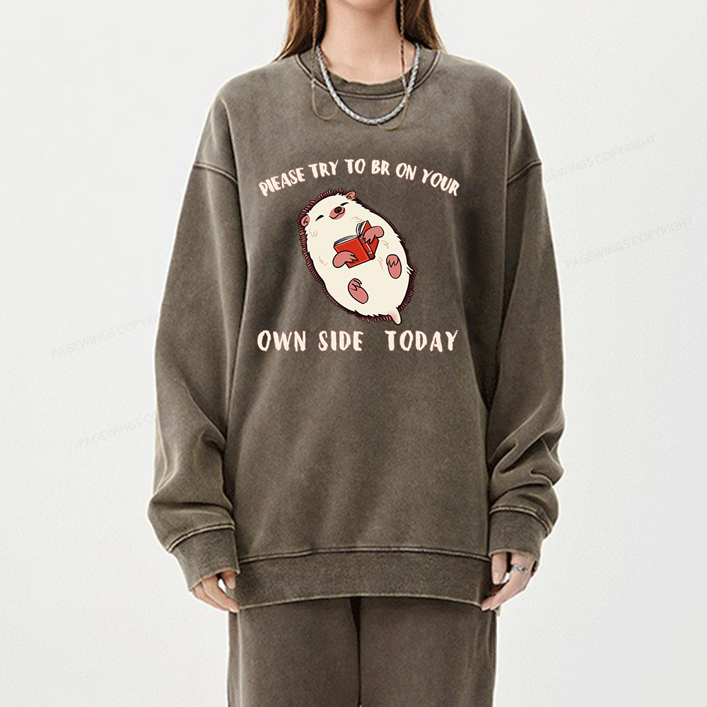 Pagewings Please Try To Be On Your Own Side Today Unisex Washed Sweatshirt