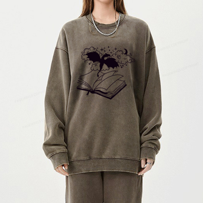 Pagewings Dragon Book Unisex Tee Unisex Washed Sweatshirt