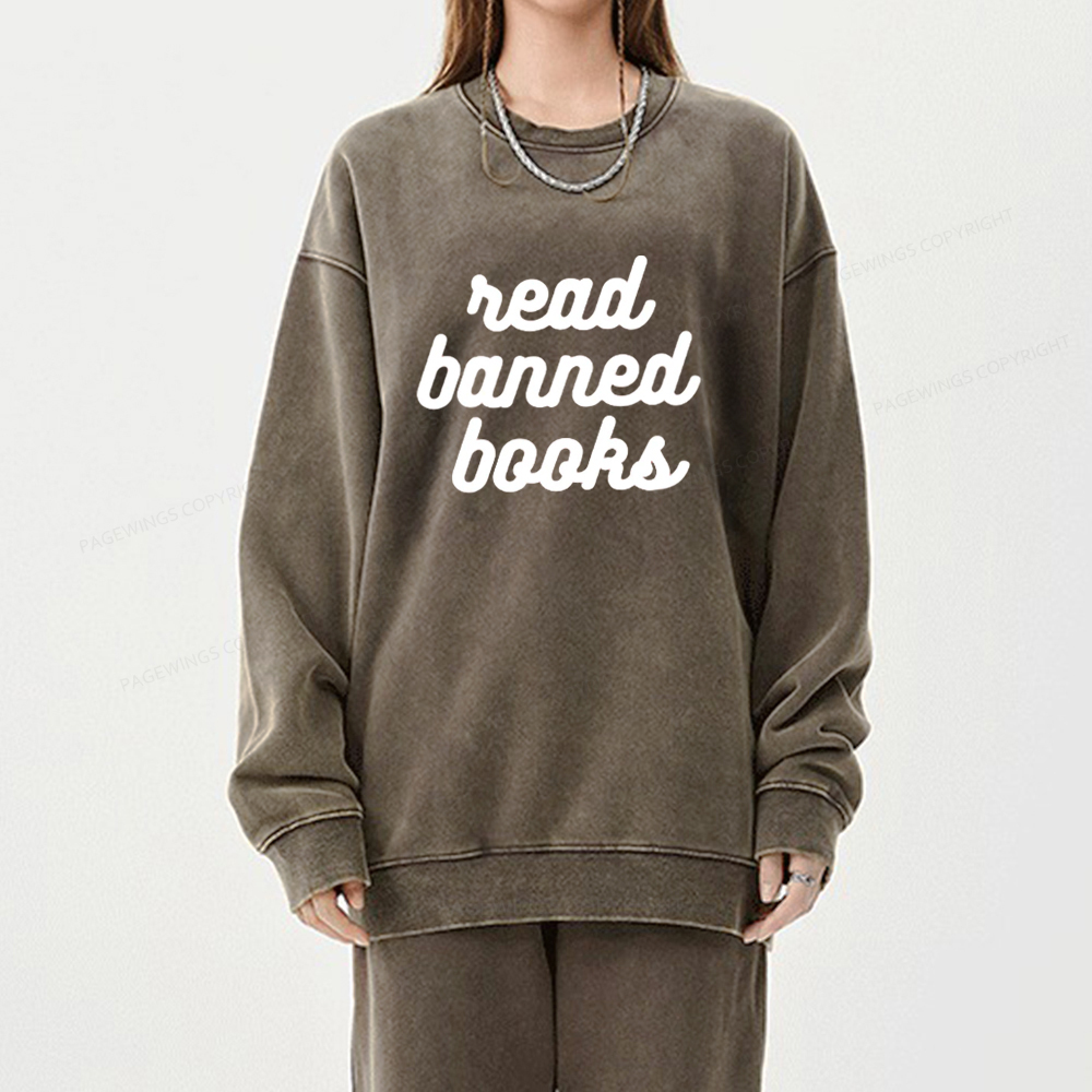 Pagewings Read Banned Books Unisex Tee Unisex Washed Sweatshirt