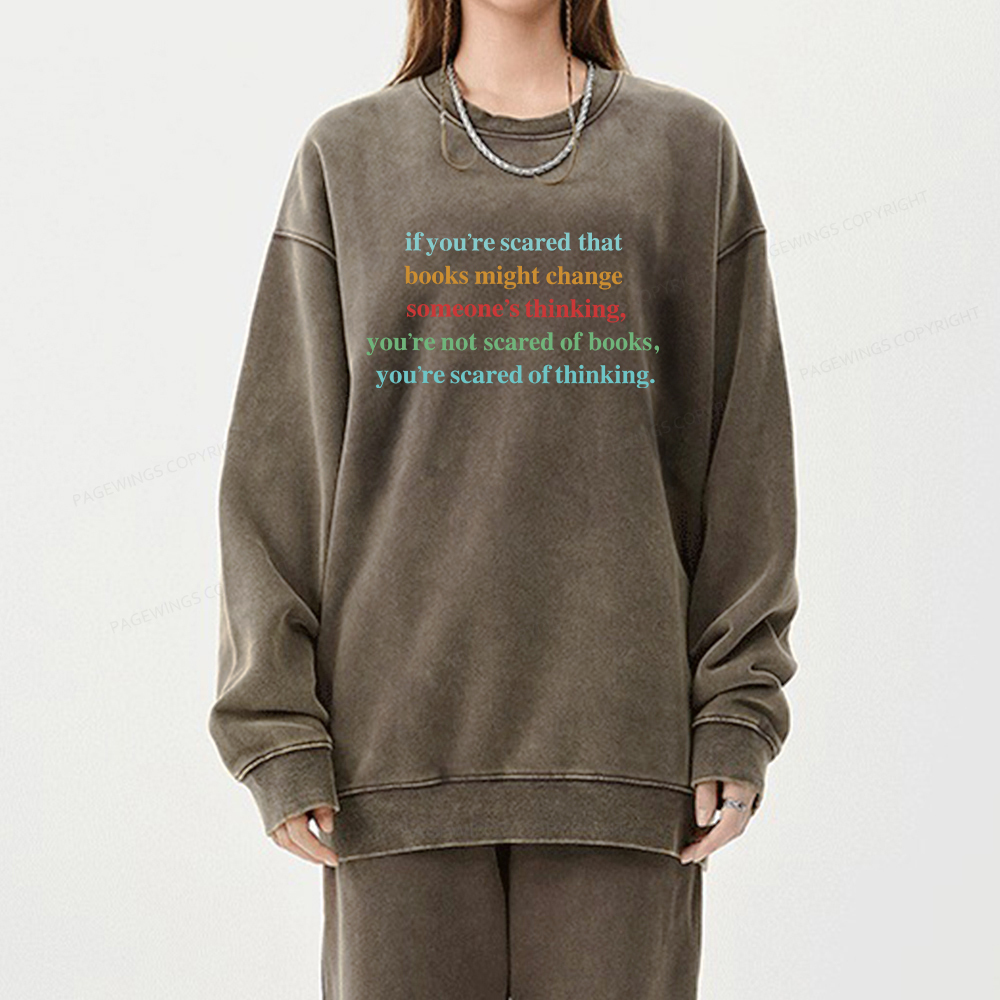 Pagewings Censorship Social Justice Shirt Booktrovert Unisex Washed Sweatshirt