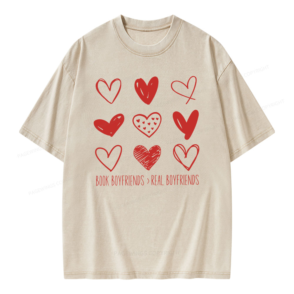 Pagewings Book Boyfriends Valentines Shirt Unisex Washed Sweatshirt Unisex Washed T-shirt