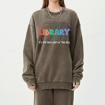 Pagewings School Librarian Shirt, Library Shirt Unisex Washed Sweatshirt