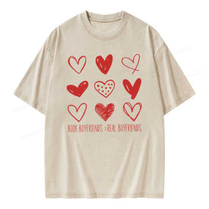 Pagewings Book Boyfriends Valentines Shirt Unisex Washed Sweatshirt Unisex Washed T-shirt