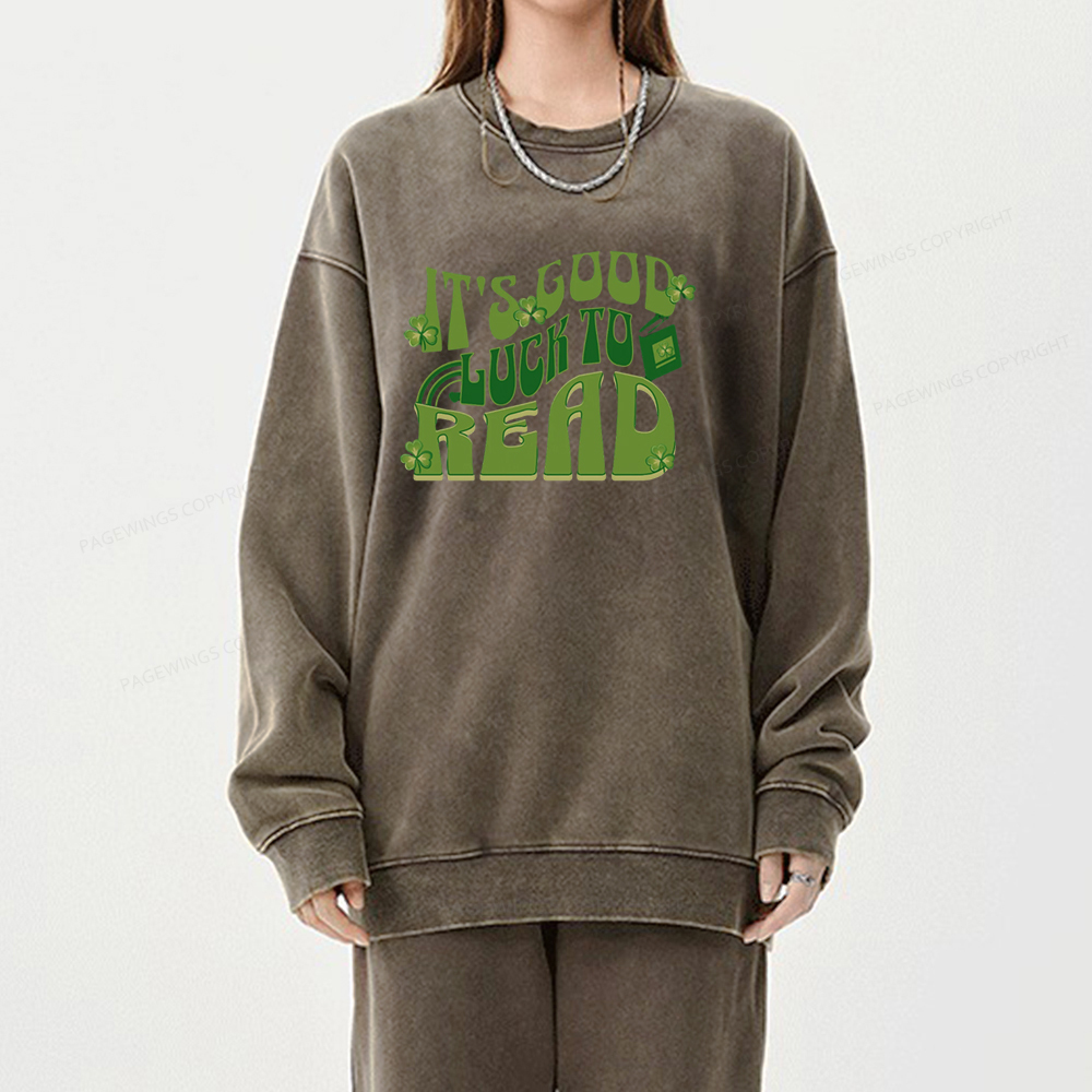 Pagewings St Patricks Day Librarian Sweatshirt  Unisex Washed Sweatshirt