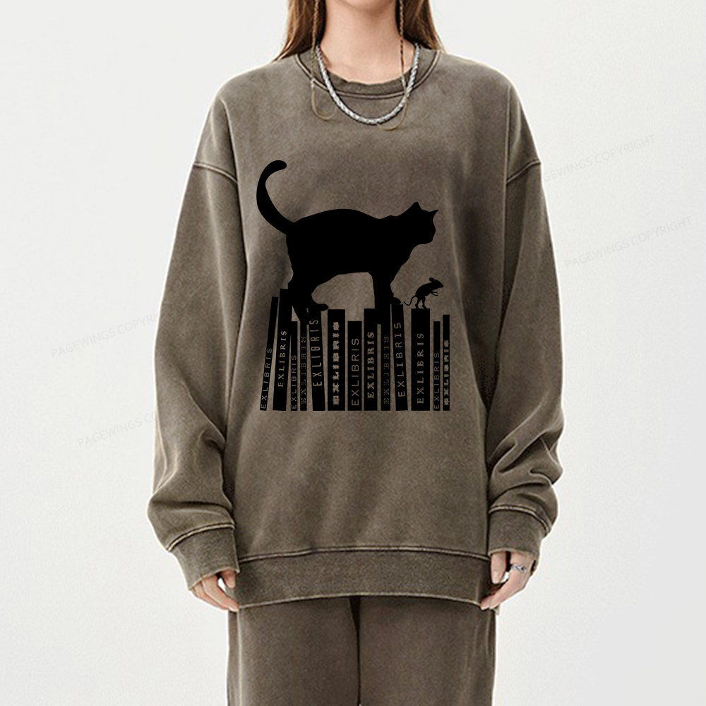 Pagewings Bookplate Creative T-shirt Unisex Washed Sweatshirt