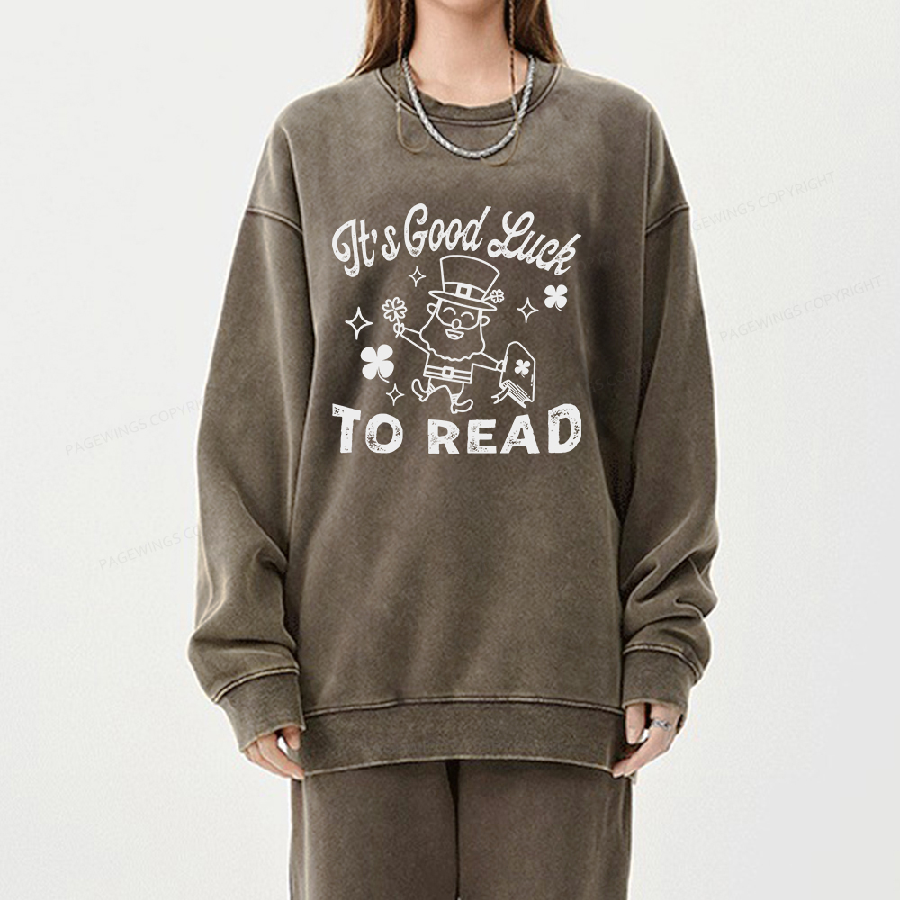 Pagewings  St. Patrick's day Librarian Shirt Library tshirt Unisex Washed Sweatshirt