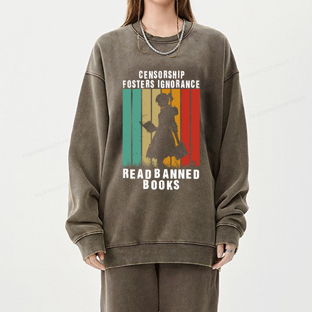 Pagewings Banned Books Vintage T-Shirt Unisex Washed Sweatshirt