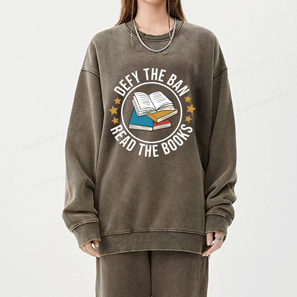Pagewings Read Banned Books T-Shirt Unisex Washed Sweatshirt