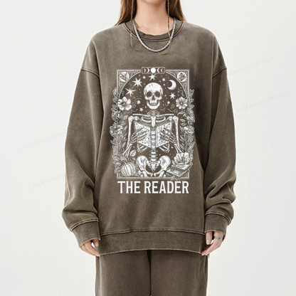 Pagewings The Reader Tarot Card Shirt Unisex Washed Sweatshirt