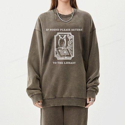 Pagewings Librarian Gift Owl Book Shirt Unisex Washed Sweatshirt