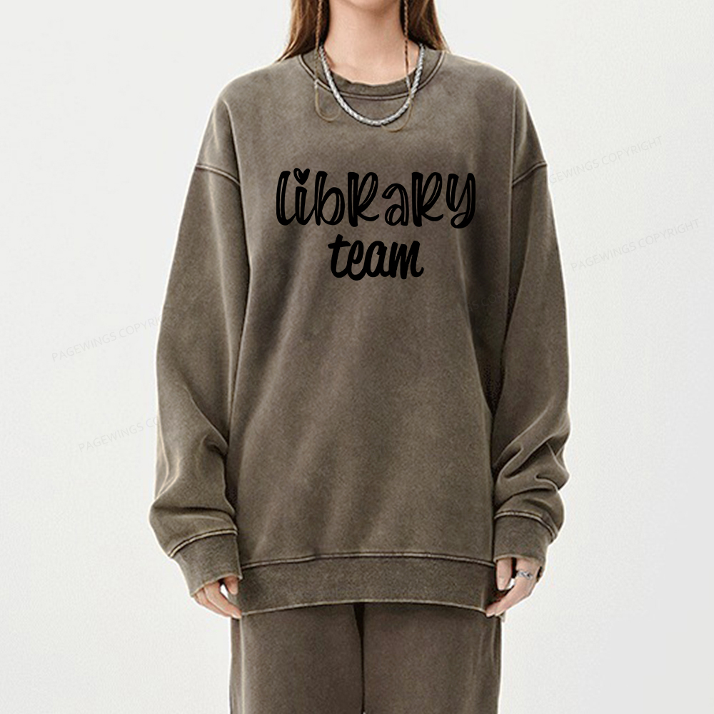Pagewings Library team Shirt Unisex Washed Sweatshirt