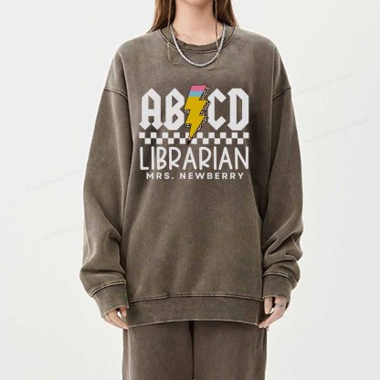 Pagewings Personalized Librarian Shirt TShirts Gift for School Library Sciences Unisex Washed Sweatshirt