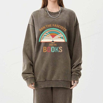 Pagewings Ban The Fascists Save The Books Unisex Washed Sweatshirt