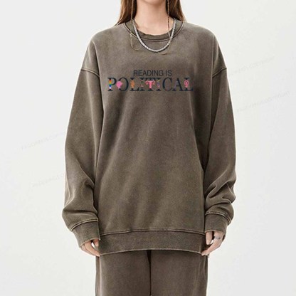 Pagewings Reading is Political Comfort Colors Fantasy Unisex Washed Sweatshirt