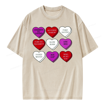 Pagewings Valentine’s Day Shirt, Book Tropes Shirt Unisex Washed T-shirt