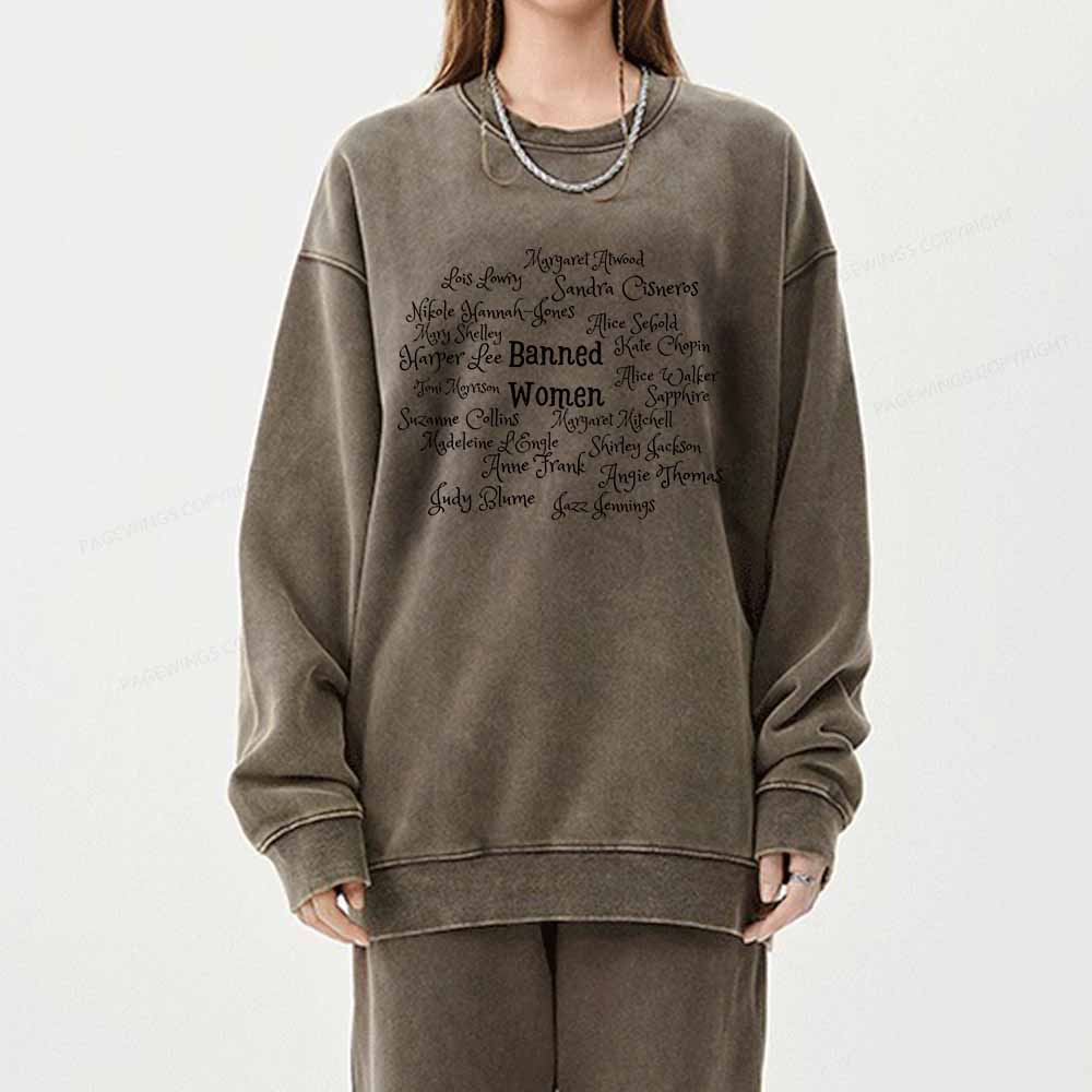 Pagewings Banned books Unisex Washed Sweatshirt