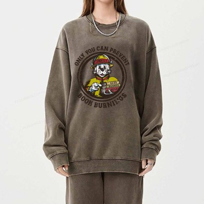 Pagewings Prevent Book Burnings Unisex Washed Sweatshirt