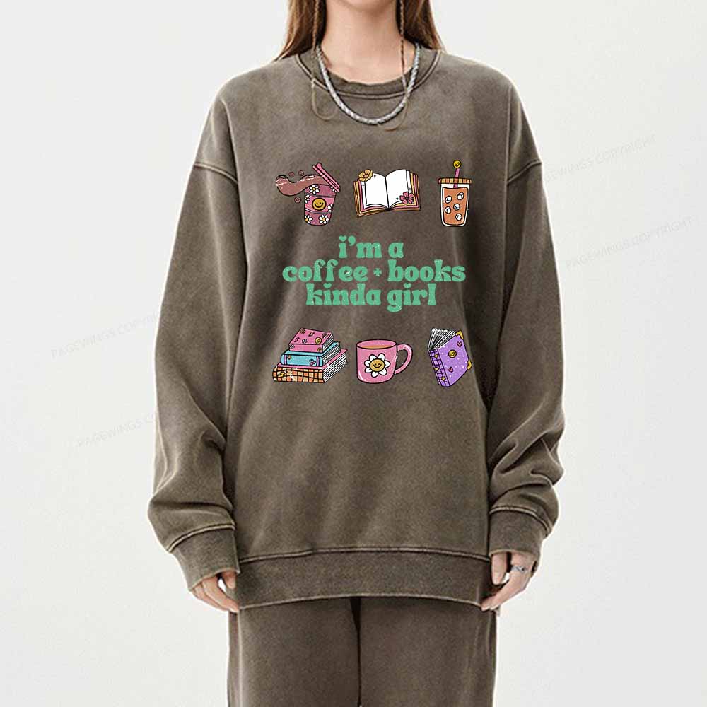 Pagewings I 'm A Coffee Books Kinda Girl Unisex Washed Sweatshirt