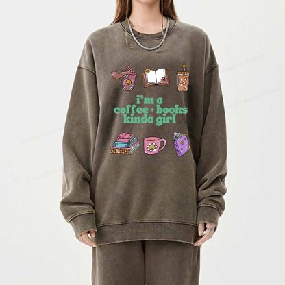 Pagewings I 'm A Coffee Books Kinda Girl Unisex Washed Sweatshirt