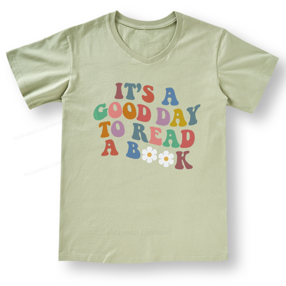 Pagewings It's A Good Day To Read A Book V-neck T-shirt