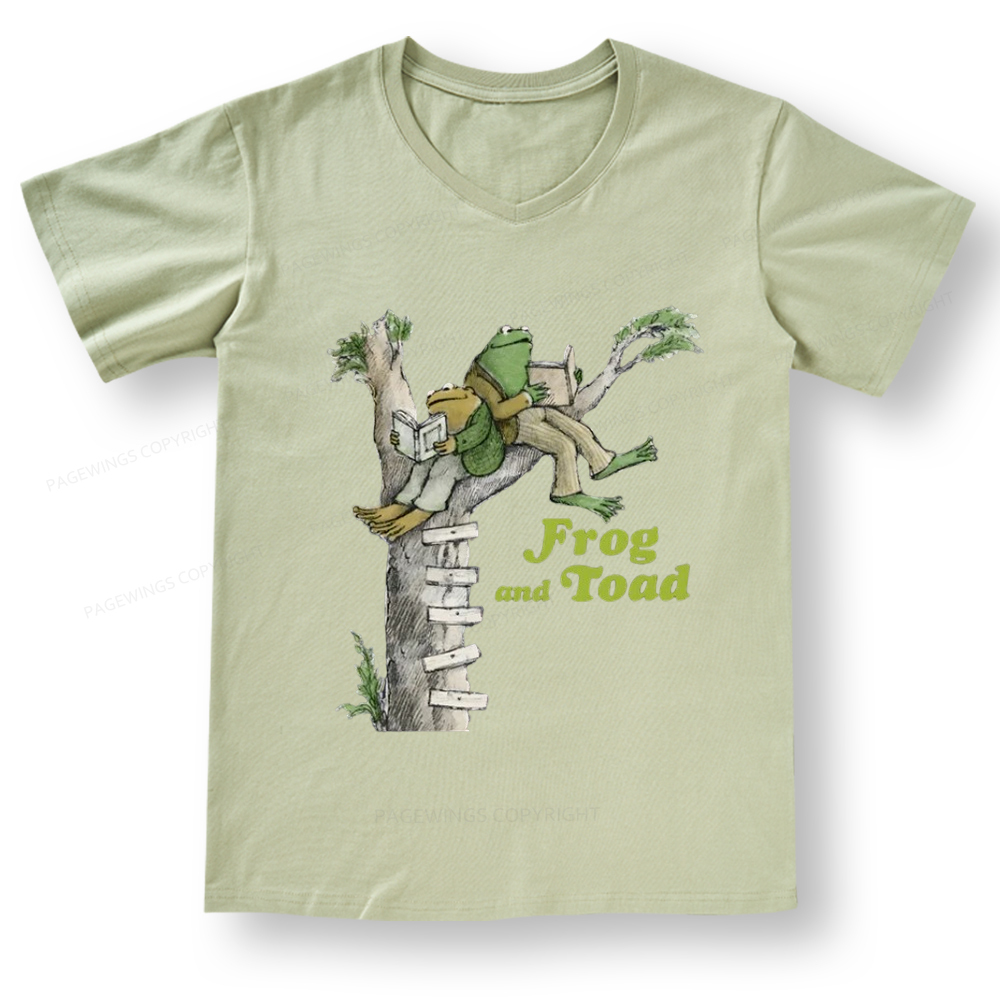Pagewings Frog and Toad Old Book V-neck T-shirt