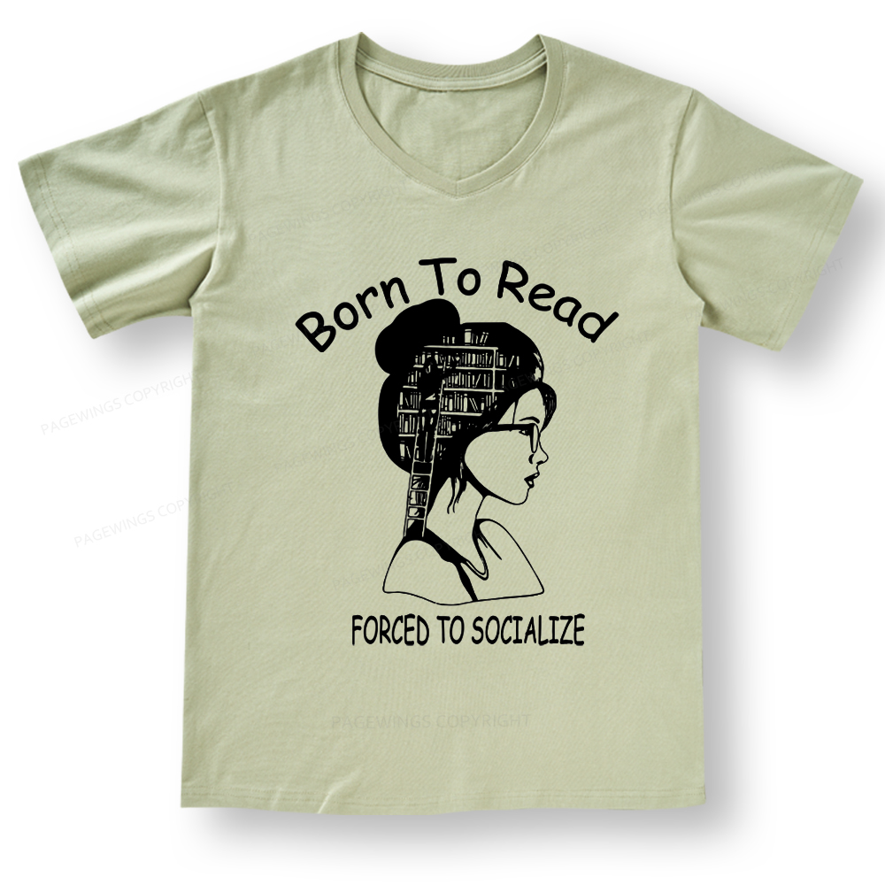 Pagewings Born To Read V-neck T-shirt