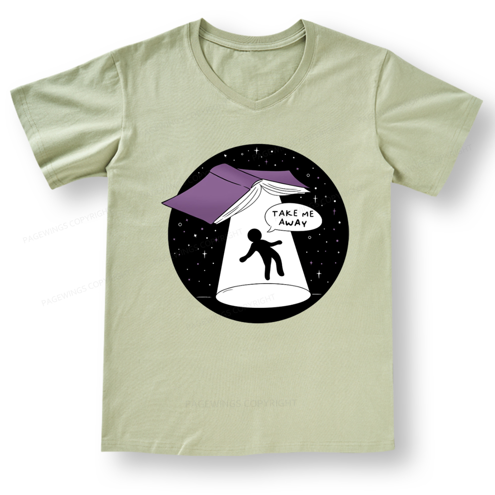 Pagewings Take Me Away Books V-neck T-shirt