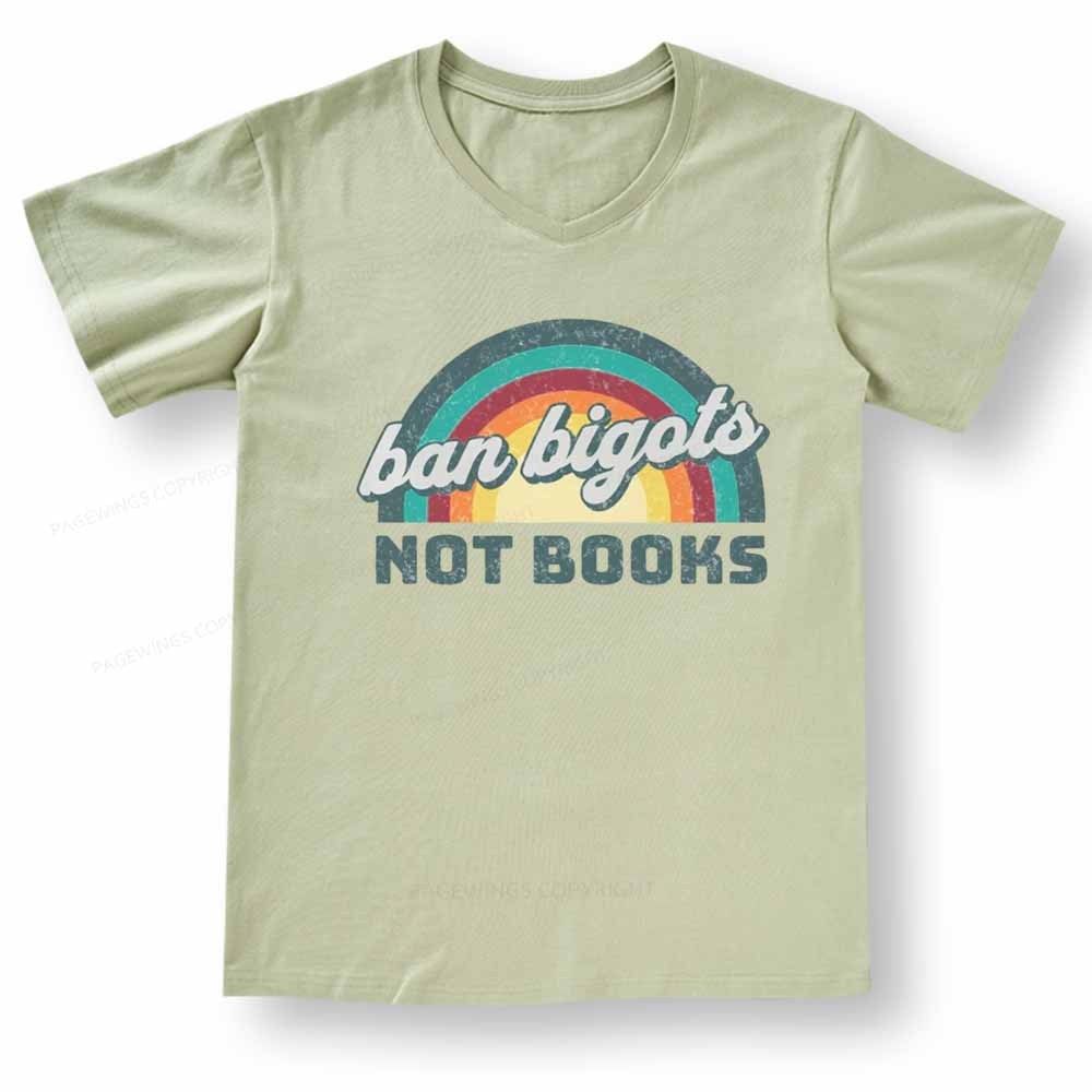 Pagewings Ban Bigots Not Books V-neck T-shirt