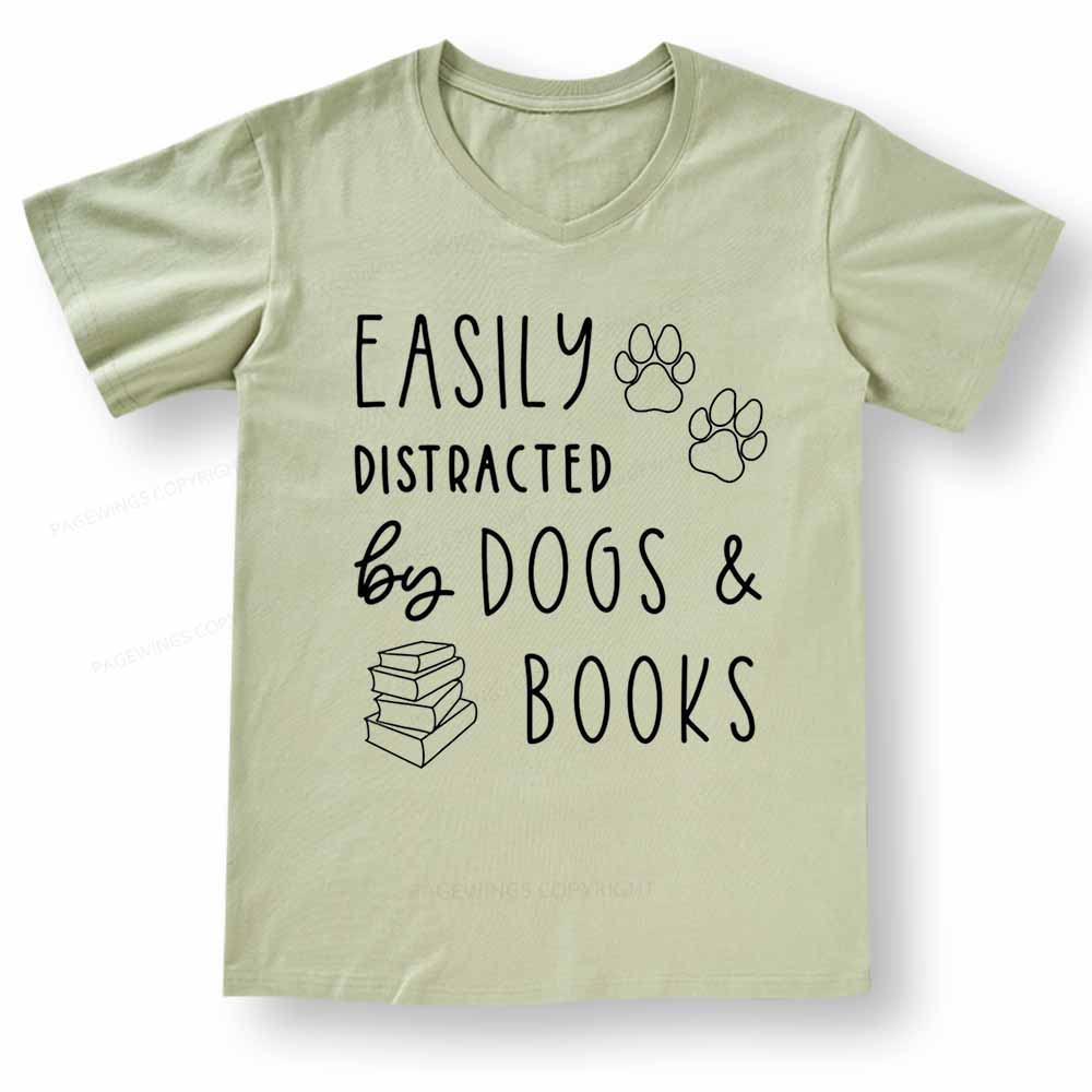 Pagewings Dogs And Books V-neck T-shirt