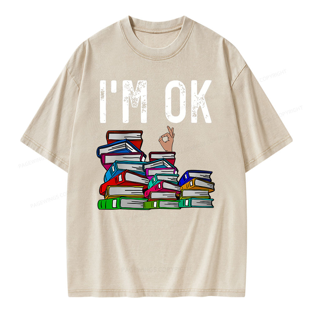 Pagewings Librarian Book Reader Funny Book Lover T Shirts Unisex Washed T-shirt