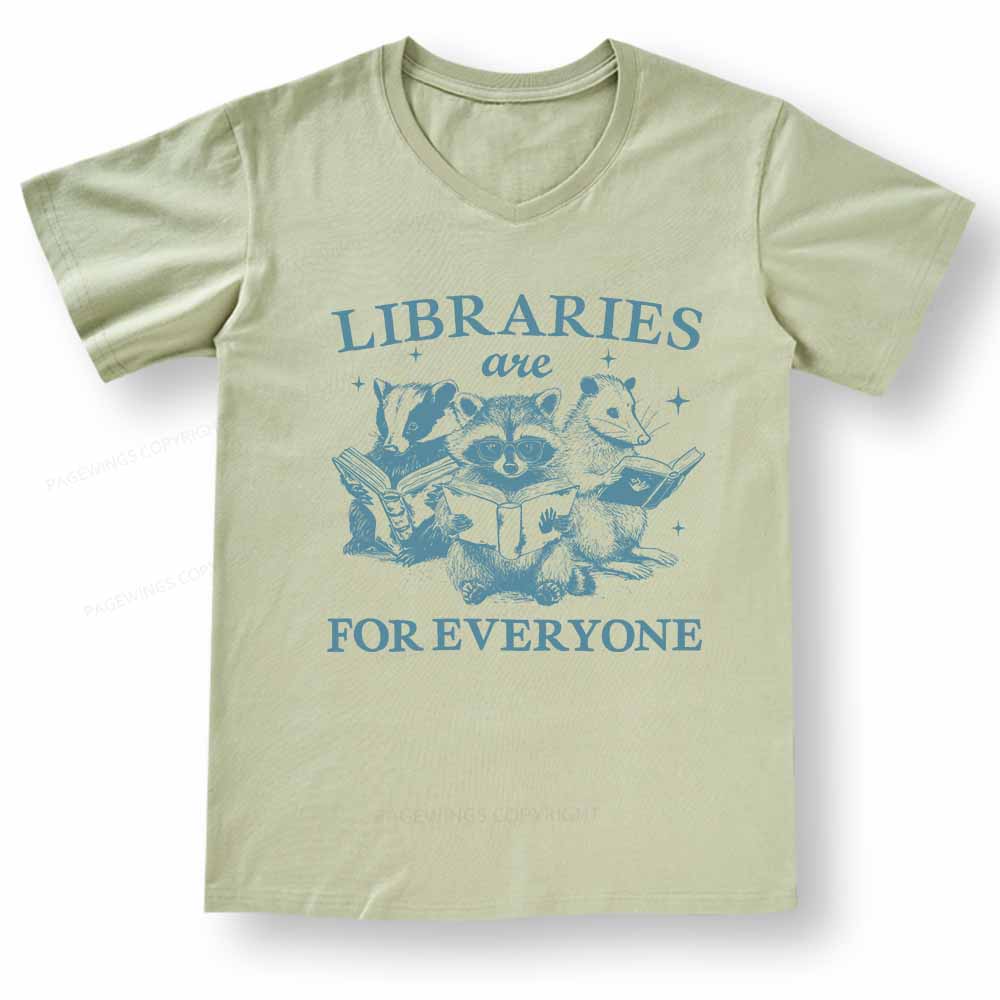 Pagewings Libraries Are For Everyone V-neck T-shirt