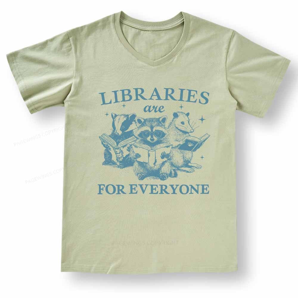 Pagewings Libraries Are For Everyone V-neck T-shirt